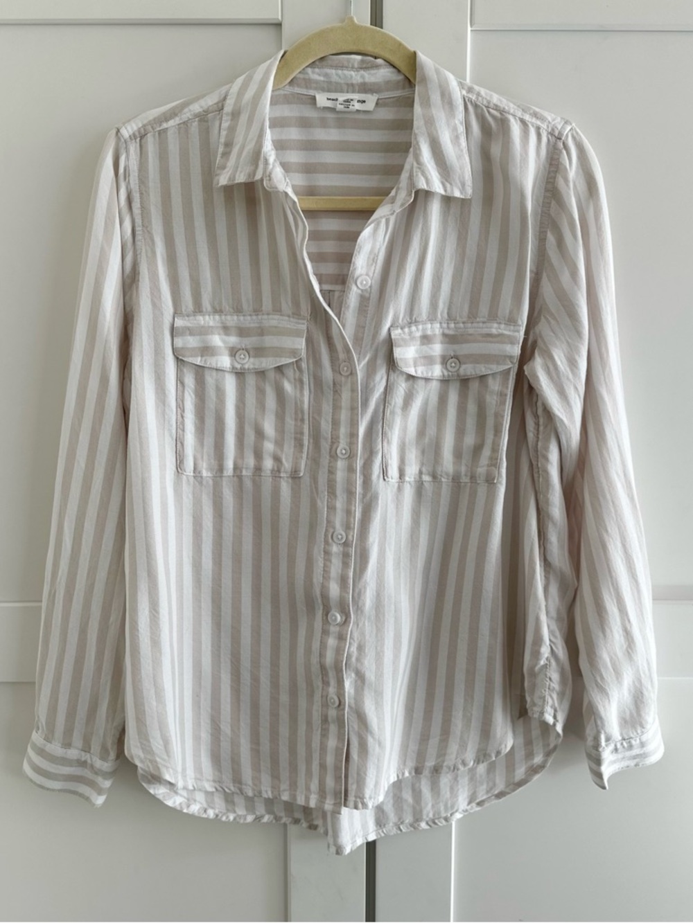 Boho Coastal Striped Button-Down | Soft Lightweight Shirt | Small